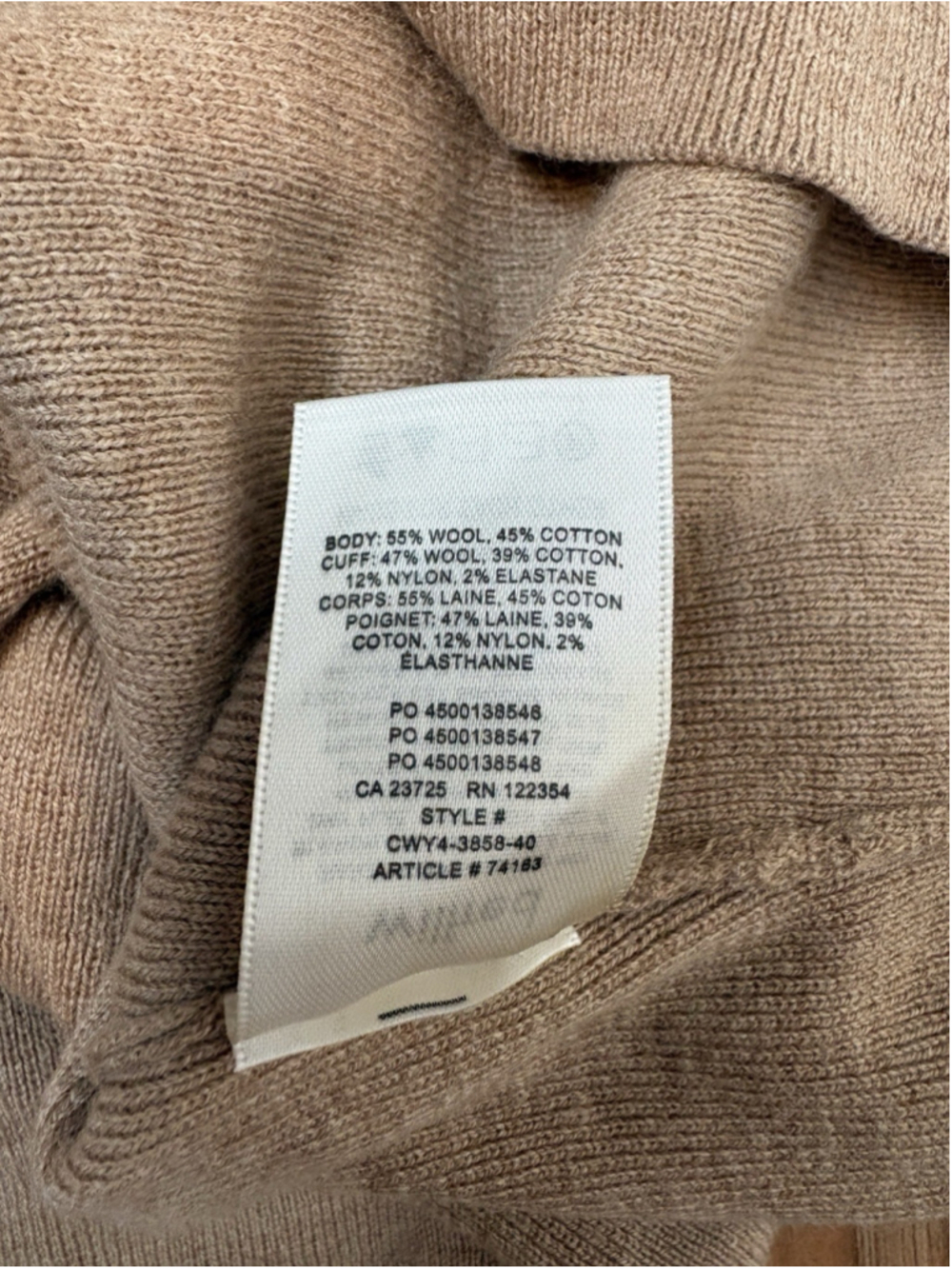 Aritzia Wilfred Rebecca Turtleneck Sweater Camel Tan Merino Wool Cropped Size S - Picture 12 of 14